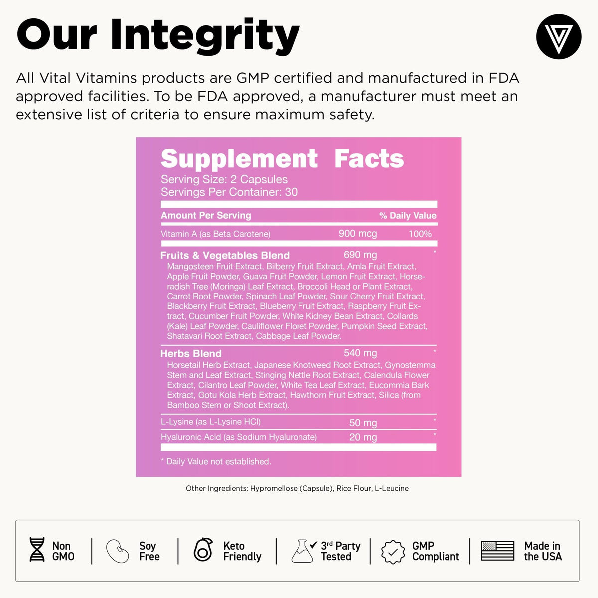 Vital Vitamins Vegan Collagen Booster - with Silica and Hyaluronic Acid - Plant-Based Collagen Supplements - FENGGESTORE20