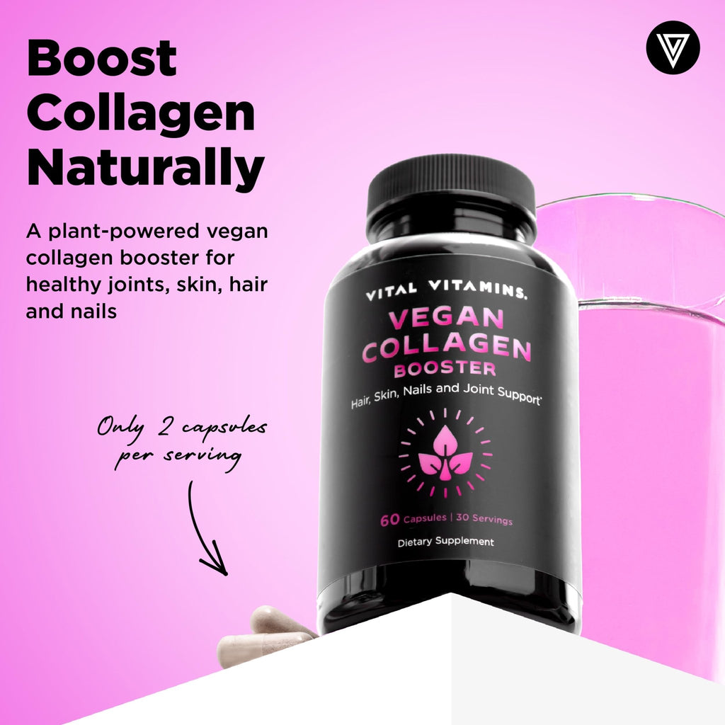 Vital Vitamins Vegan Collagen Booster - with Silica and Hyaluronic Acid - Plant-Based Collagen Supplements - FENGGESTORE20