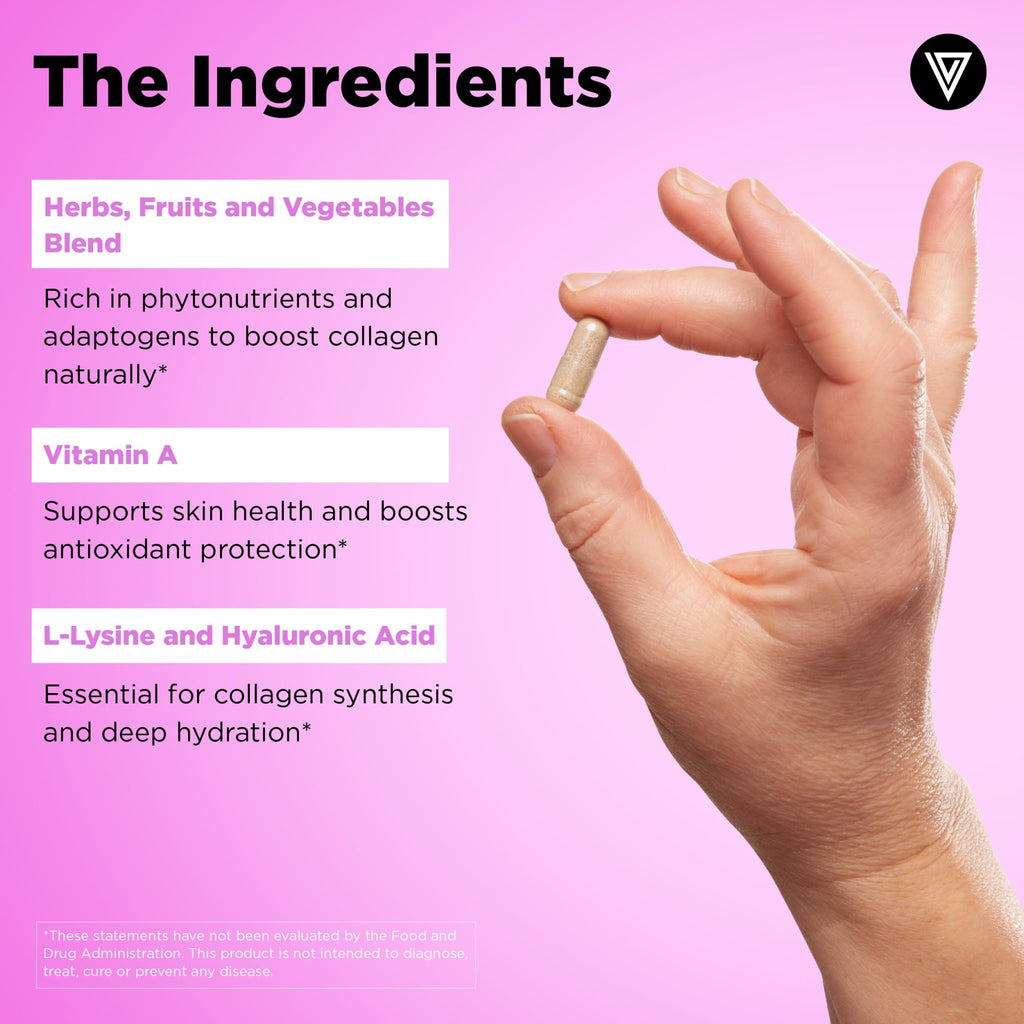 Vital Vitamins Vegan Collagen Booster - with Silica and Hyaluronic Acid - Plant-Based Collagen Supplements - FENGGESTORE20