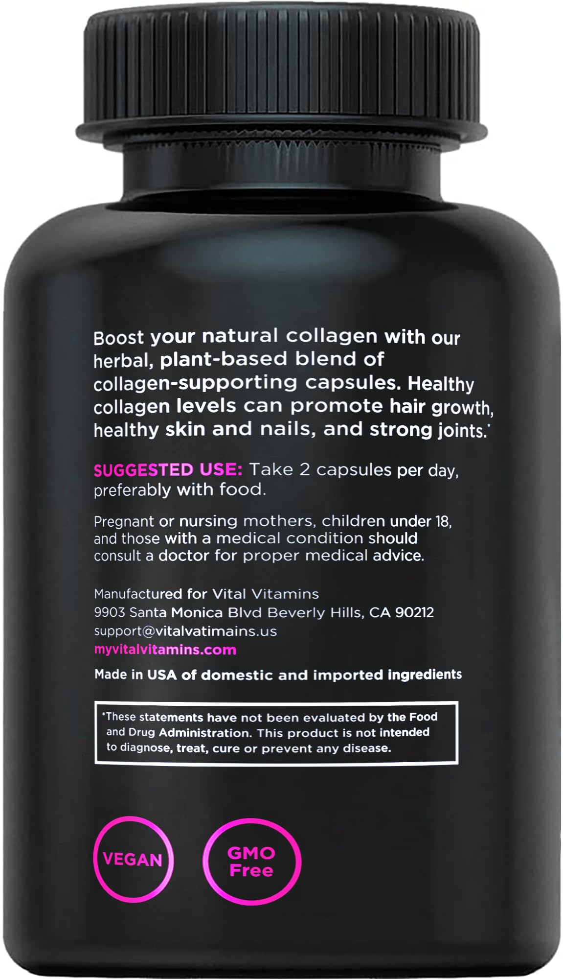 Vital Vitamins Vegan Collagen Booster - with Silica and Hyaluronic Acid - Plant-Based Collagen Supplements - FENGGESTORE20