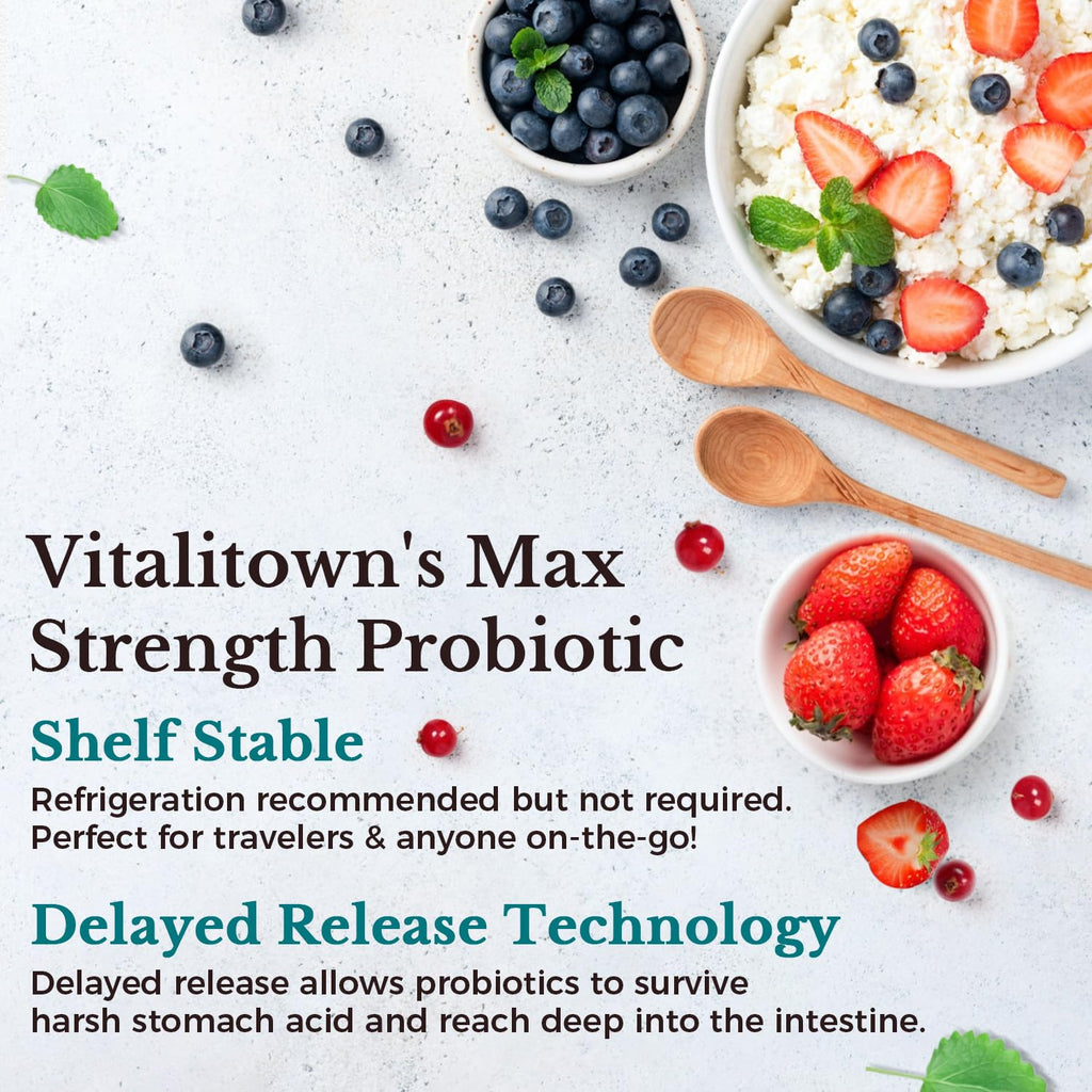 VITALITOWN Probiotics 120 Billion CFUs | 36 Strains, with Prebiotics & Digestive Enzymes for Men Women | Shelf Stable | Digestive Health & Immune Support - FENGGESTORE20
