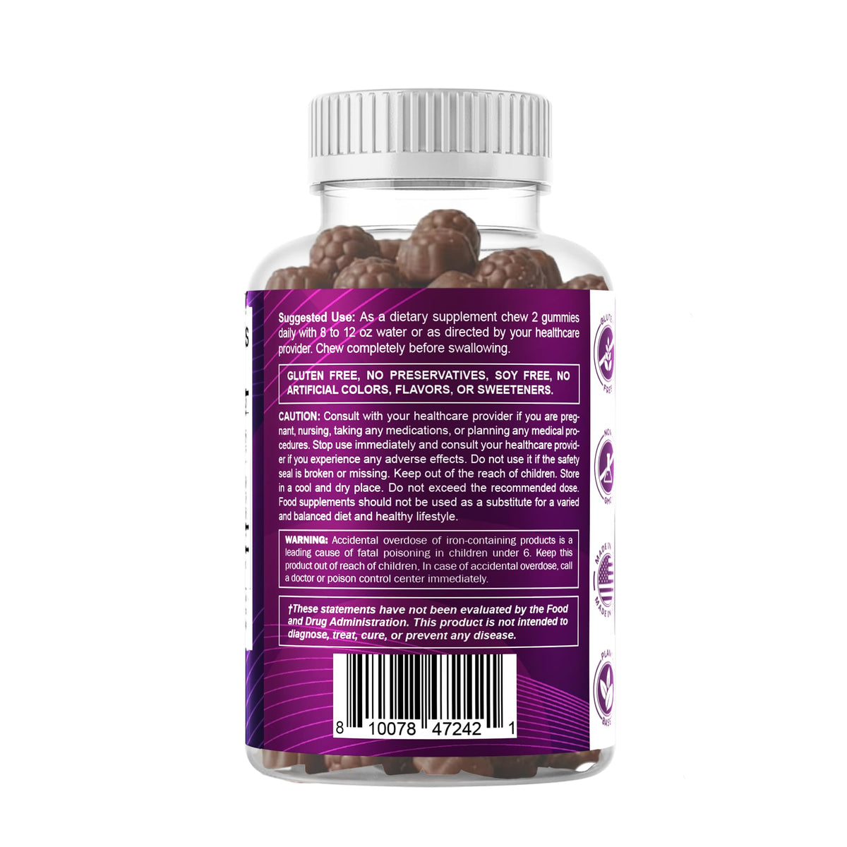 Vitamatic Iron 65 mg Gummies Supplement for Women & Men - 60 Vegan Gummies - Great Tasting Iron Gummy Vitamins with Vitamin C (1) - FENGGESTORE20