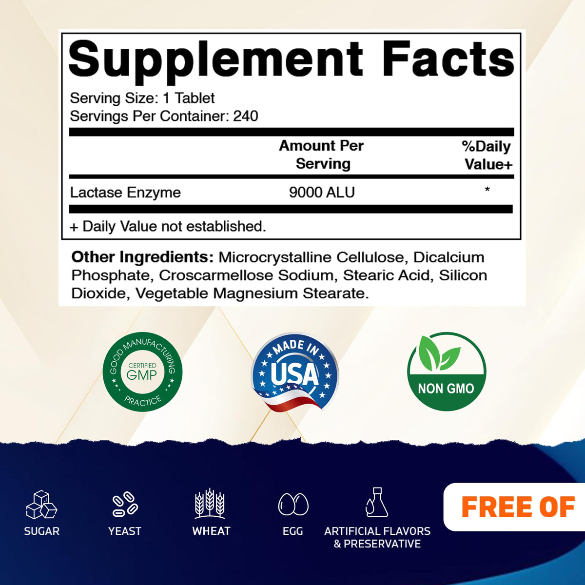 Vitamatic Lactase Enzyme 9000 FCC 240 Tablets - Lactose Intolerance Relief Caplets - FENGGESTORE20