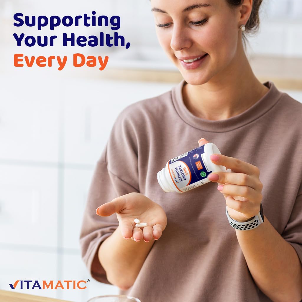 Vitamatic Lithium Orotate 5mg, 240 Veggie Capsules, Non-GMO, Gluten Free. - FENGGESTORE20