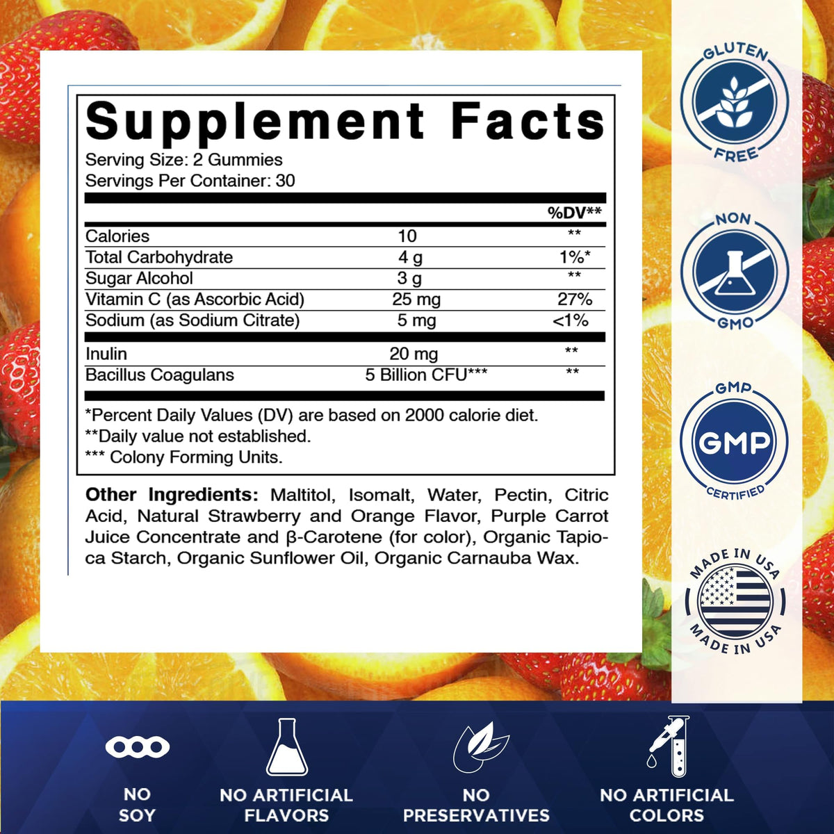 Vitamatic Probiotic Sugar Free Gummies for Men and Women – 5 Billion CFUs Digestive, Immune & Gut Health Support – Gluten Free - FENGGESTORE20