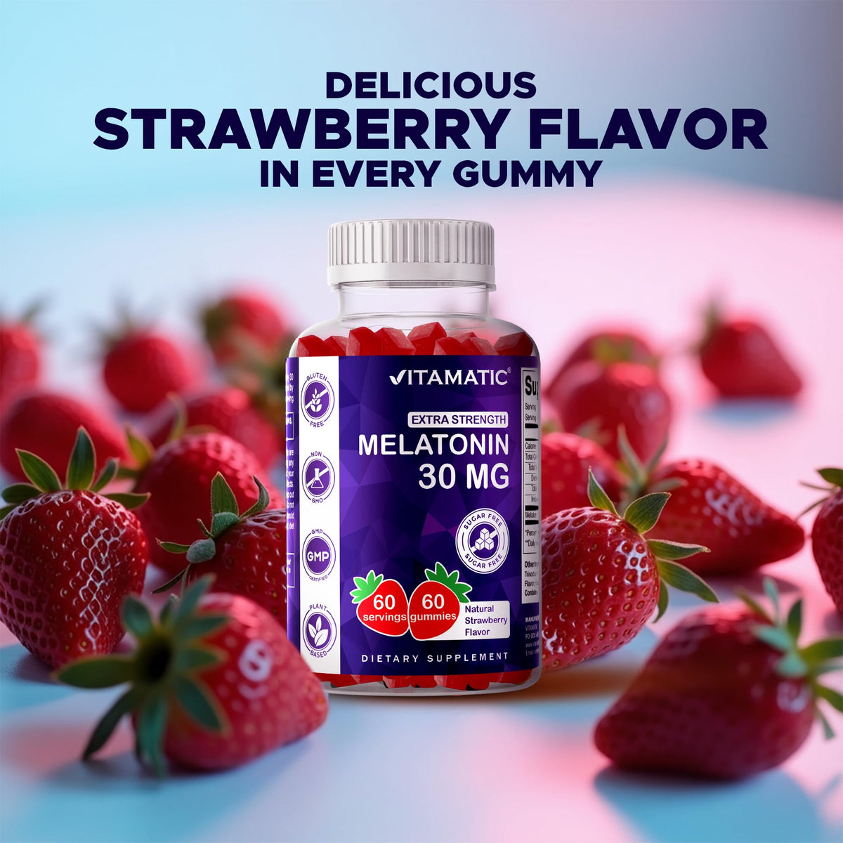 Vitamatic Sugar Free Melatonin 30mg per Gummy - 60 Servings - 60 Vegetarian Gummies - Non-Habit Forming Supplement (60 Count (Pack of 1)) - FENGGESTORE20