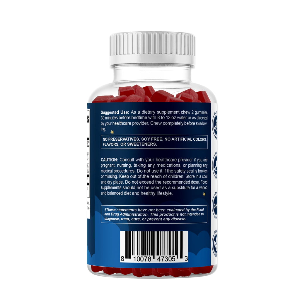 Vitamatic Sugar Free Melatonin 60 mg - 60 Vegetarian Gummies - Non-Habit Forming Supplement - FENGGESTORE20