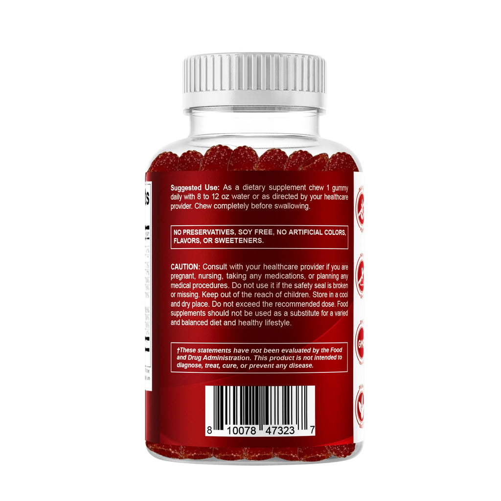 Vitamatic Vitamin B Complex Gummies with Vitamin C & Inositol - Natural Strawberry Flavor - 60 Gummies (1 Bottle) - FENGGESTORE20
