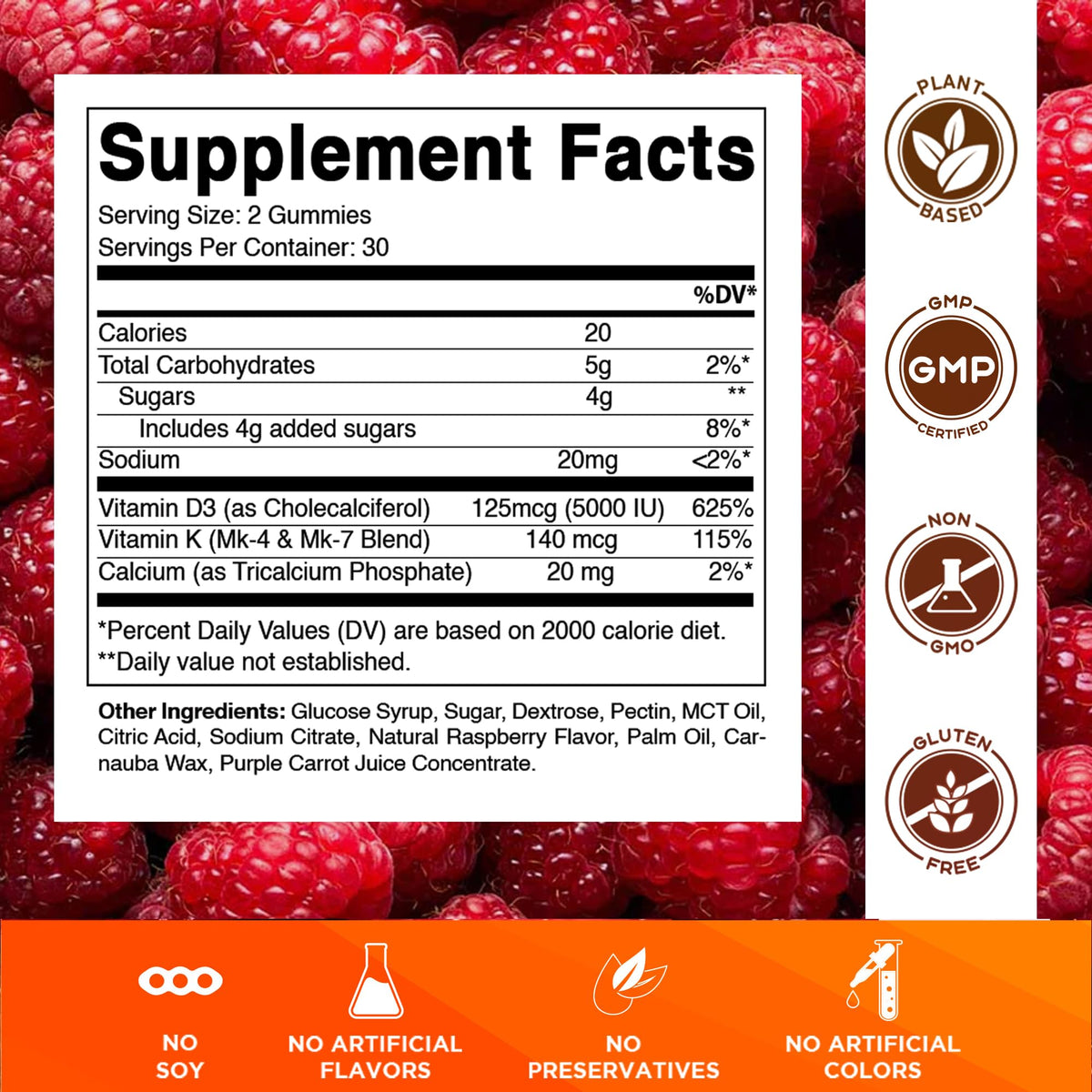 Vitamatic Vitamin D3 & K2 Gummies (2-Pack, 60 Count) Supports Healthy Bones, Heart Health, Calcium Absorption, - FENGGESTORE20