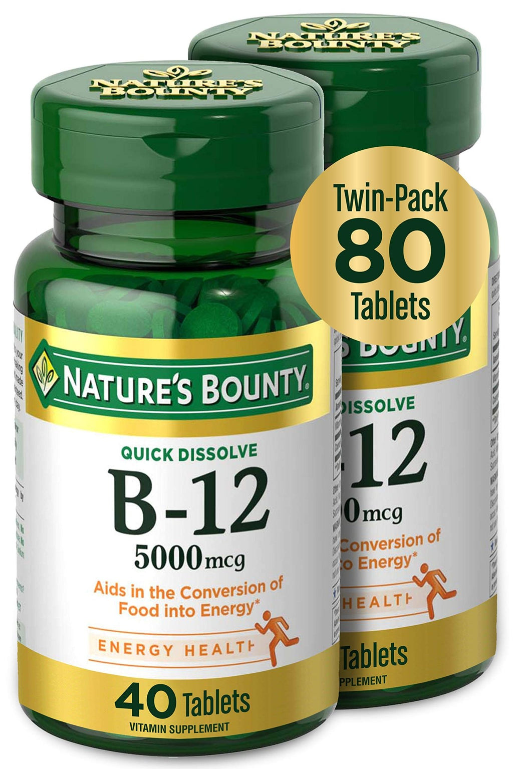 Vitamin B12 by Nature's Bounty, Quick Dissolve Vitamin Supplement, Supports Energy Metabolism and Nervous System Health, 5000mcg - FENGGESTORE20