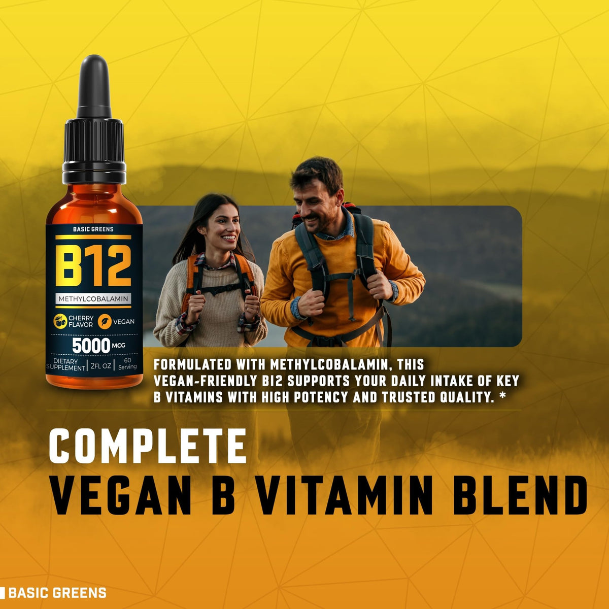 Vitamin B12 Sublingual Liquid Drops 5000 mcg – Vegan Methyl B-12 Supplement for Energy & Focus – B 12 Vitamin for Women & Men - FENGGESTORE20