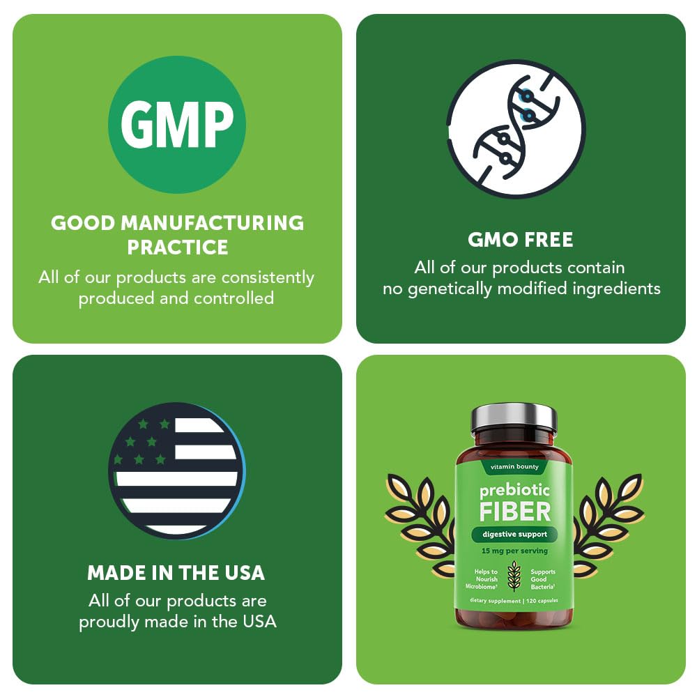 Vitamin Bounty Prebiotic Capsules - PreforPro® Prebiotics Supplement for Women & Men Digestive Health & Advanced Gut Health – No Fiber, No Bloating - FENGGESTORE20