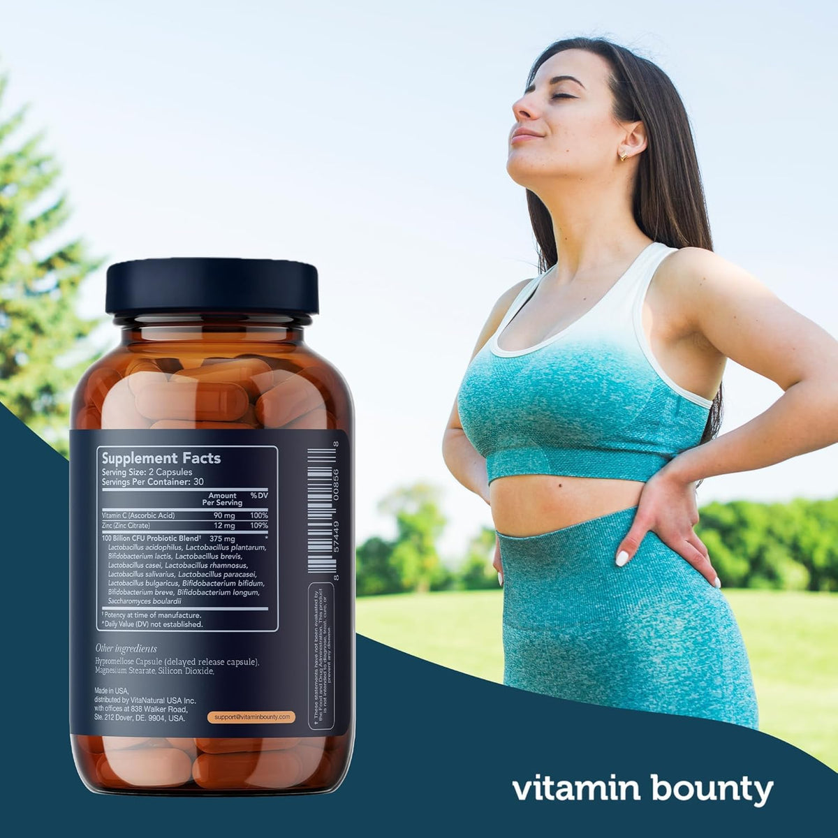 Vitamin Bounty Pro-100 Probiotic 100 Billion CFU - 13 Strains for Digestive Health & Immune Support - High Potency Probiotics for Women & Men - FENGGESTORE20