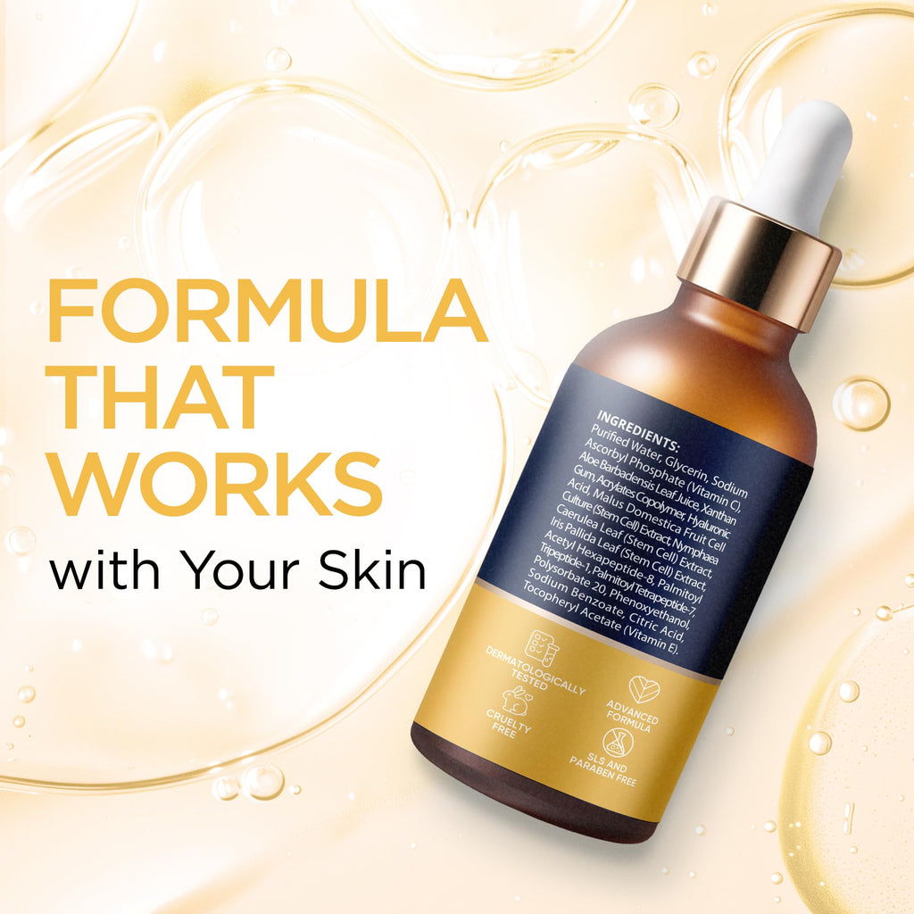 Vitamin C Serum for Face with Stem Cells Hyaluronic Acid Vitamin E Aloe Vera Anti-Aging Face Serum Supports Skin Health - FENGGESTORE20