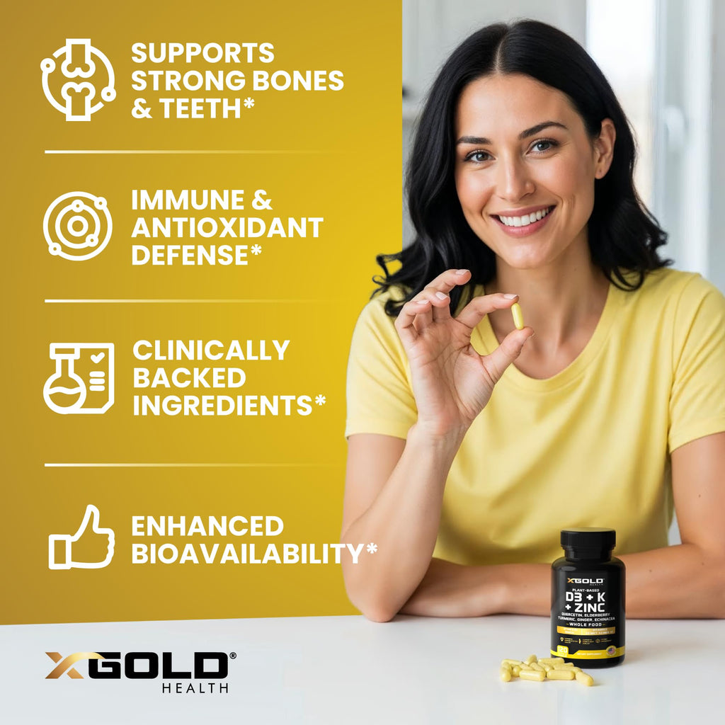 Vitamin D, K2, K1, Zinc, Quercetin, Elderberry, Turmeric, Ginger & Echinacea Whole Food Supplement 8 in 1- D3 5000 IU Plant-Based from Lichen, Vitamin K (K2 MK7, MK4, K1), D3 K2 Vitamins -120 Capsules - FENGGESTORE20