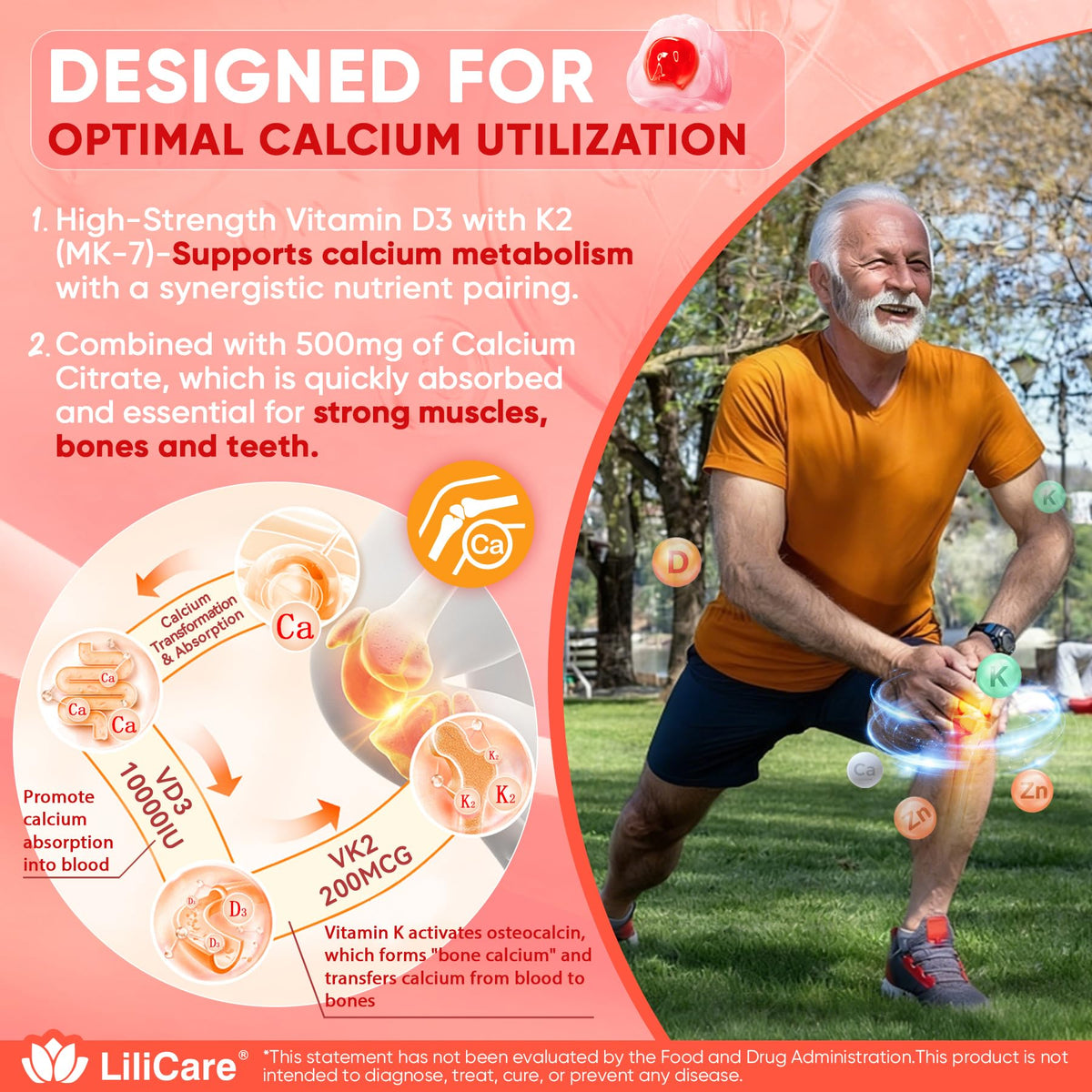 Vitamin D3 K2 Gummies 5000IU / 10,000 IU with 500mg Calcium + K2(MK-7) 200mcg, Magnesium, Vitamin C & Zinc, Extra Strength - Ultimate Absorbency for Bones - FENGGESTORE20