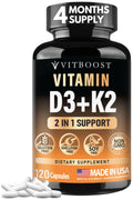 VITBOOST Vitamin D3 K2 Complex - Easy to Swallow - Vitamin D (D3) 5000 IU (125 mcg) & K2(MK-7) 90 mcg | Non-GMO | Gluten-Free - FENGGESTORE20