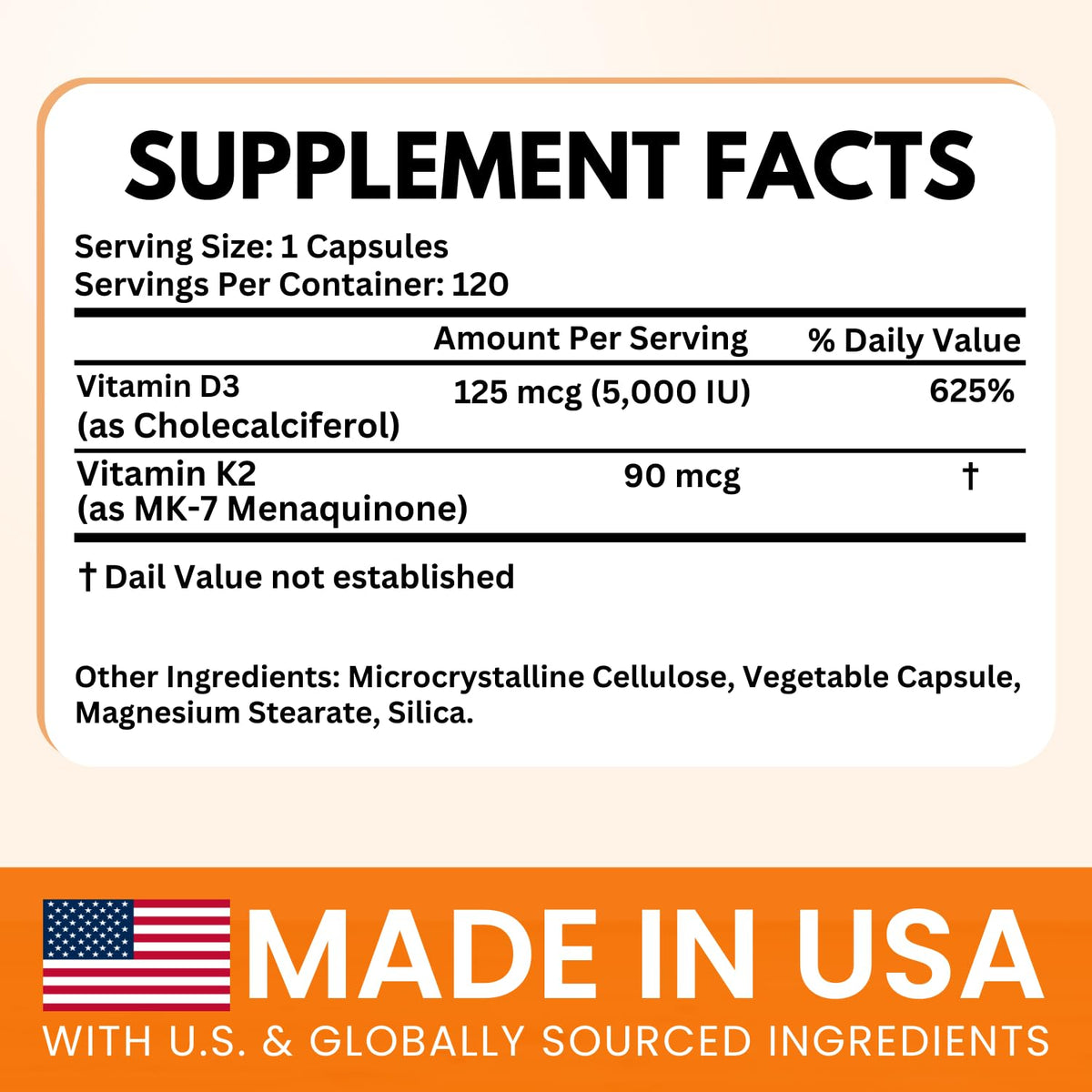 VITBOOST Vitamin D3 K2 Complex - Easy to Swallow - Vitamin D (D3) 5000 IU (125 mcg) & K2(MK-7) 90 mcg | Non-GMO | Gluten-Free - FENGGESTORE20