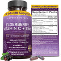 Viva Naturals Elderberry with Vitamin C and Zinc for Adults - 5 in 1 Sambucus Black Elderberry Capsules with Vitamin D3 5000 IU Immunity Supplement - FENGGESTORE20