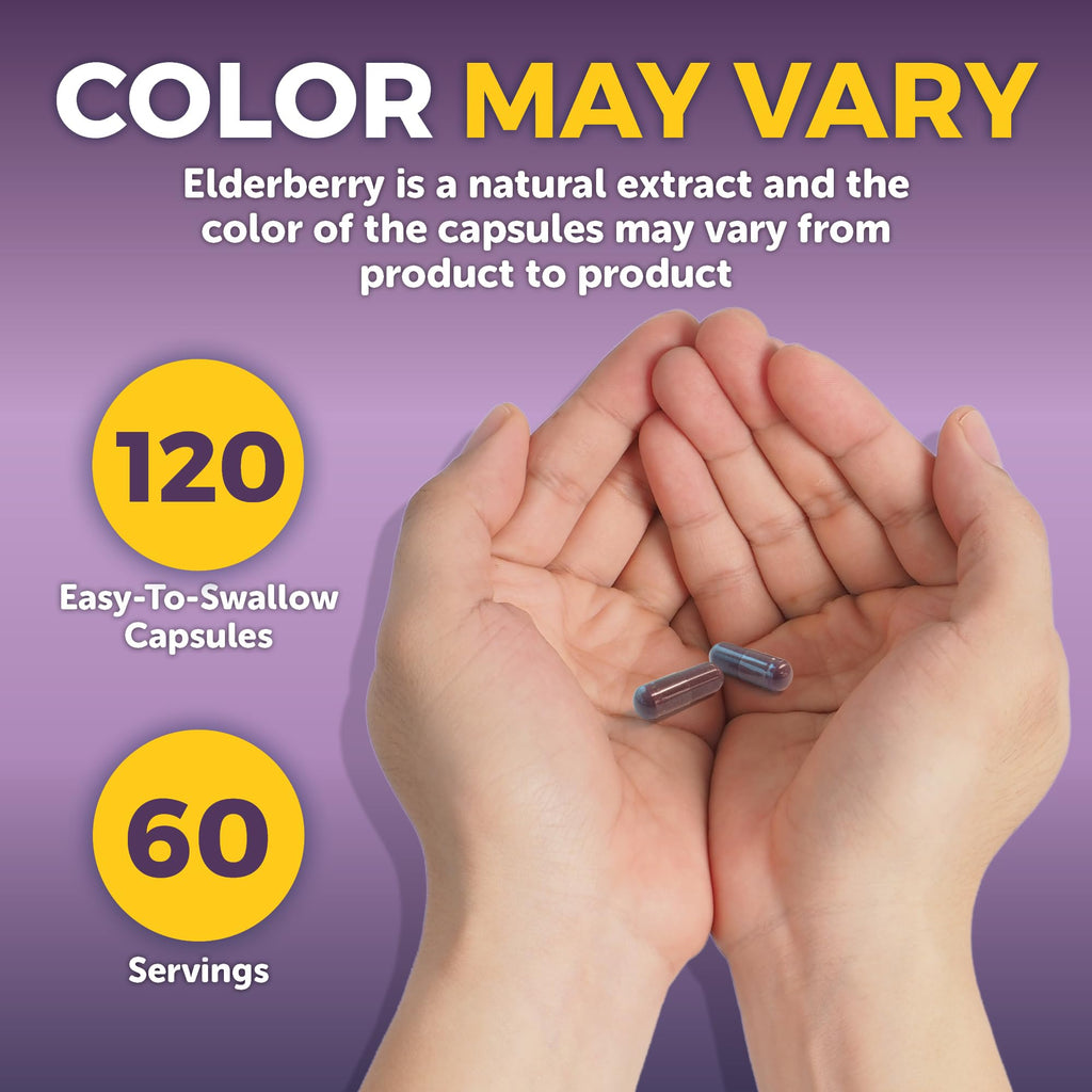 Viva Naturals Elderberry with Vitamin C and Zinc for Adults - 5 in 1 Sambucus Black Elderberry Capsules with Vitamin D3 5000 IU Immunity Supplement - FENGGESTORE20