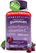 Viva Naturals Sambucus Elderberry Gummies for Adults - 150mg Black Elderberry Vitamin C and Zinc, 3-in-1 Daily Immune Support Gummies, Raspberry Rush Flavor - FENGGESTORE20