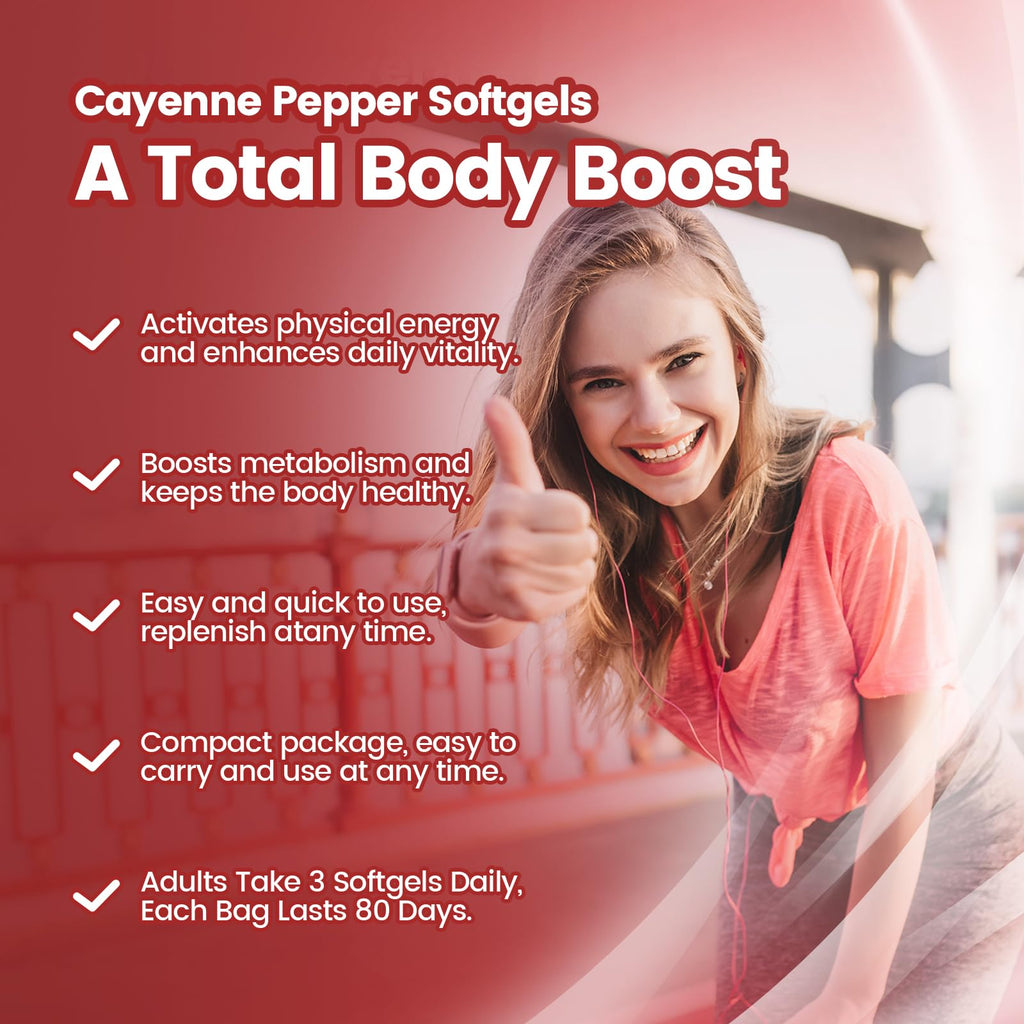VivoNu Cayenne Pepper Softgels Supplement, Supports Leg Vein, Heart and Blood Vessel Health, with Vitamin E D3+K2 and Extracts of Grape Seed, Hawthorn, Beetroot, Berberine (Softgel / 1 Bag) - FENGGESTORE20