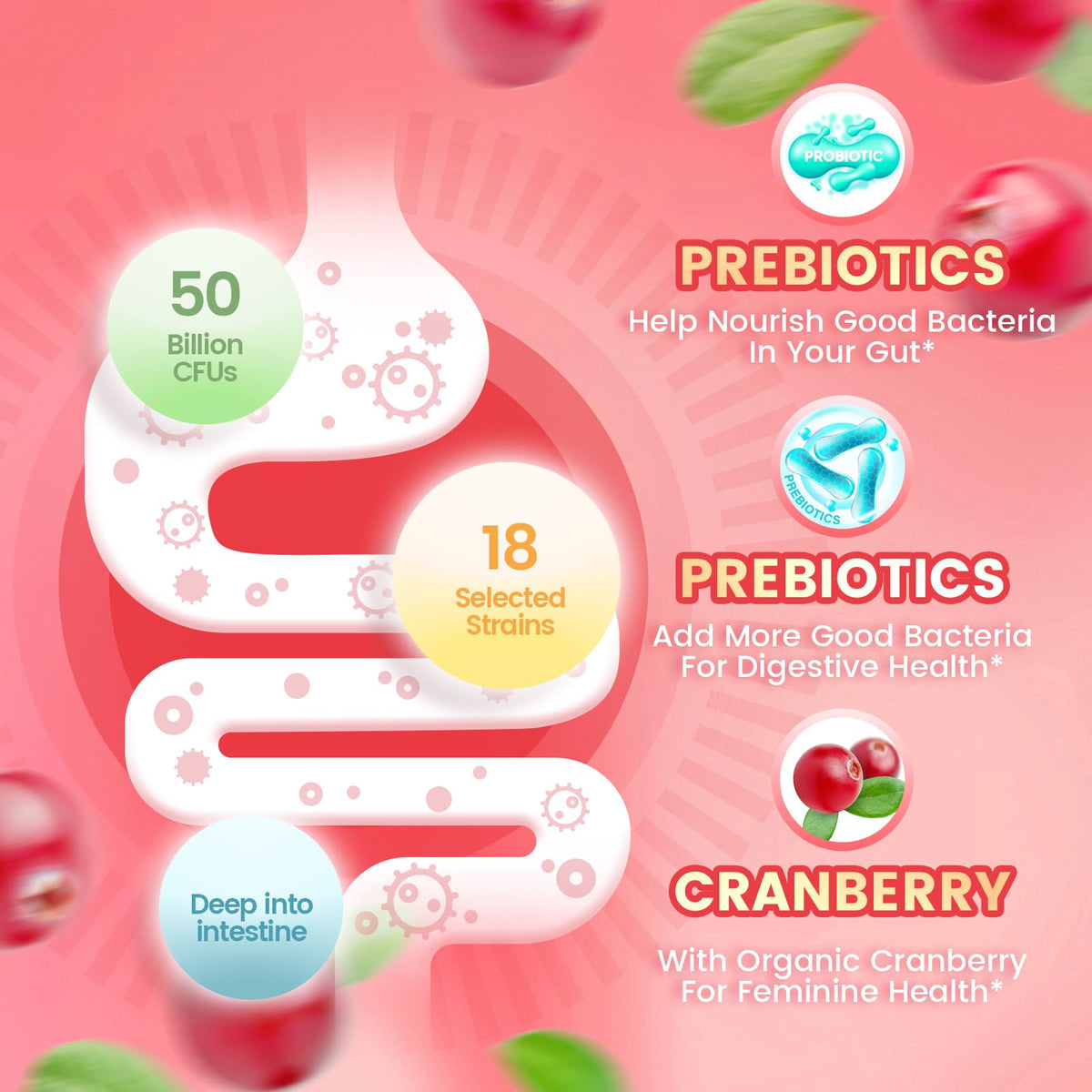 VivoNu Viginal Probiotics for Women, Women Probiotic Gummies, Feminine Balance Gummies, Prebiotic Gummy, Cranberry Probiotics for Woman Vaginigal Health, Yeast Ph Balance| 60 Gummies - FENGGESTORE20