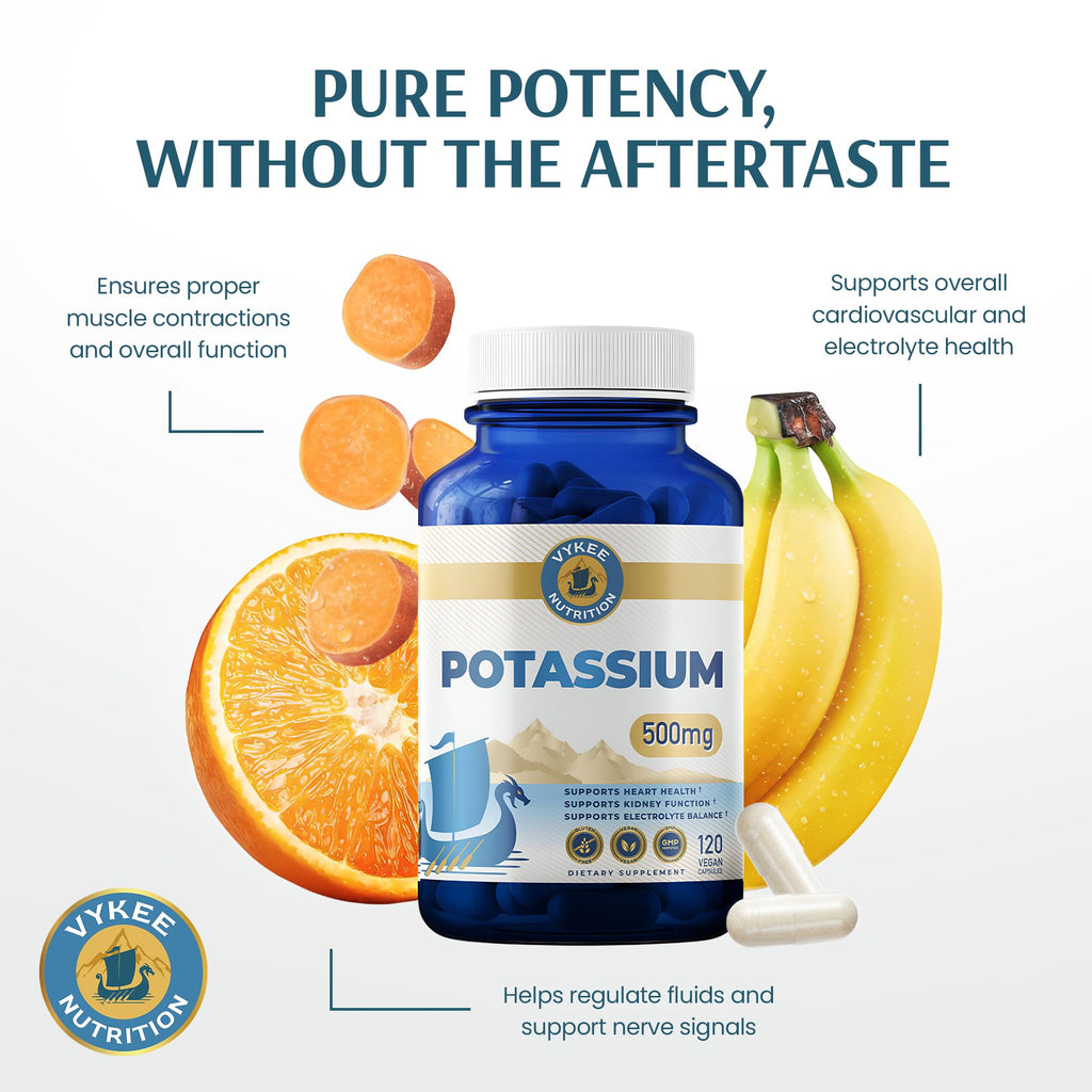 Vykee Nutrition Potassium Citrate Capsules - Supplements for Electrolyte Balance, Muscle & Heart Health - Vegan, Non-GMO, - FENGGESTORE20