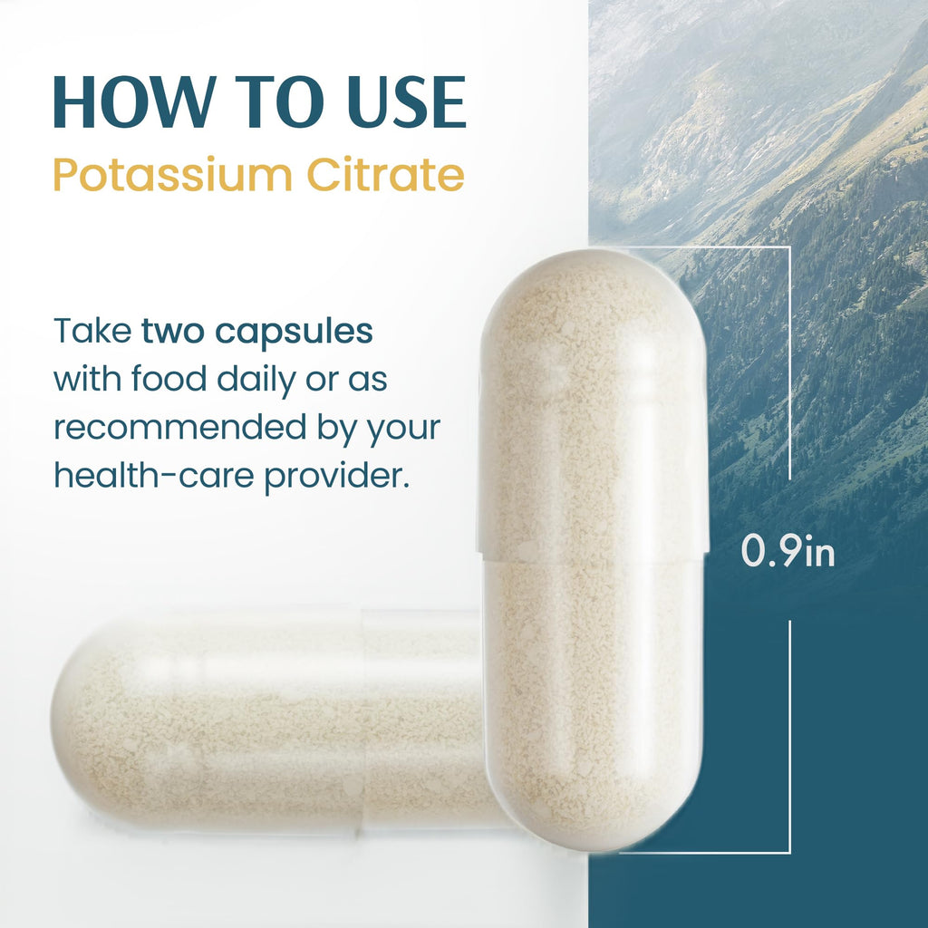 Vykee Nutrition Potassium Citrate Capsules - Supplements for Electrolyte Balance, Muscle & Heart Health - Vegan, Non-GMO, - FENGGESTORE20