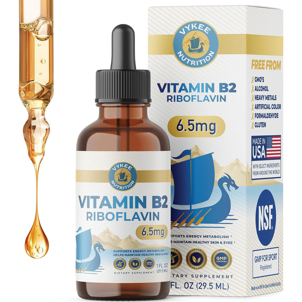 Vykee Nutrition Vitamin B2 Riboflavin Drops - Liquid B2 Supplement for Energy Metabolism, Cellular Function and Vision Support - Vegan, Non-GMO, Gluten-Free - FENGGESTORE20