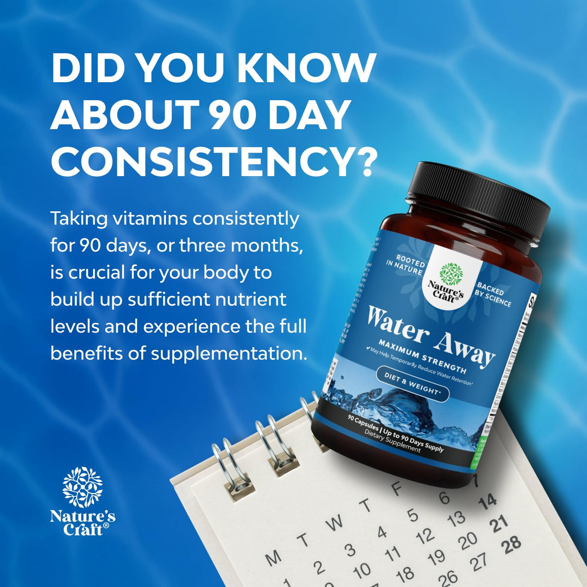 Water Away Herbal Diuretic Pills High Strength - Fluid Retention Supplement with Dandelion Leaf Extract & Green Tea for Bloating Relief for Women & Men - FENGGESTORE20