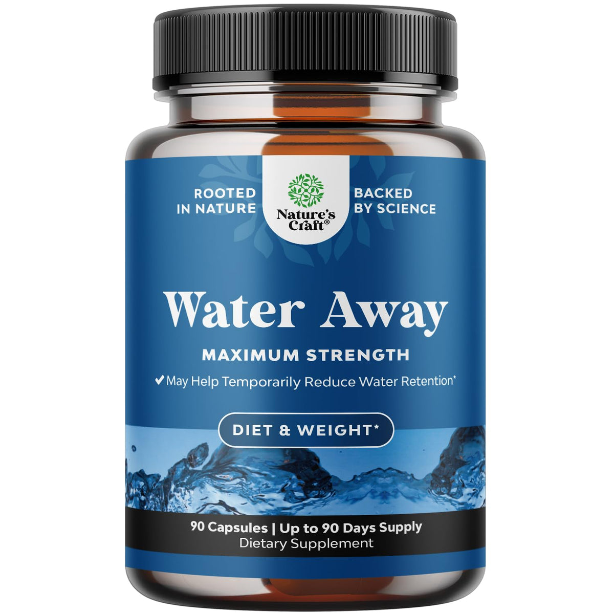 Water Away Herbal Diuretic Pills High Strength - Fluid Retention Supplement with Dandelion Leaf Extract & Green Tea for Bloating Relief for Women & Men - FENGGESTORE20