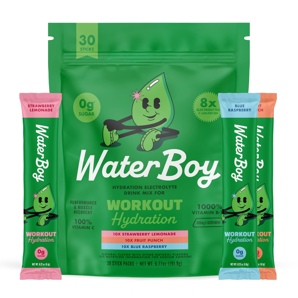 Waterboy Workout Hydration | 2,960mg Sugar Free Electrolyte Powder Packets | L-Glutamine + Vitamins | No Sugar, All Natural, Gluten Free (Variety) - FENGGESTORE20