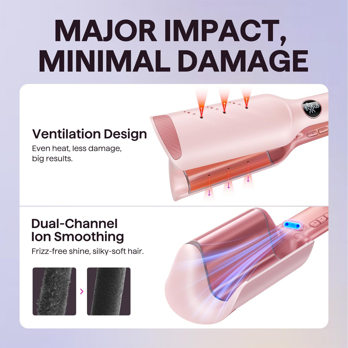 Wavytalk Power Wave Hair Crimper, Curling Iron Hair Crimper Waver, Ventilation Design for Less Damage, Ionic Reduces Frizz, Effortless-Waver - FENGGESTORE20