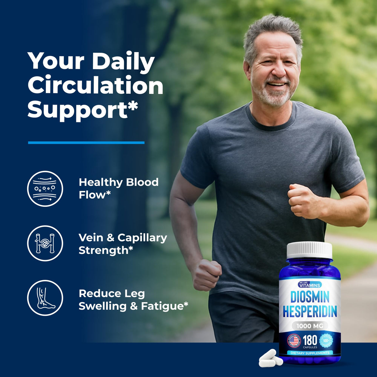 We Like Vitamins Diosmin Hesperidin 1000mg – 180 Capsules – 90 Day Supply - Diosmin and Hesperidin Supplement – Helps to Support Healthy Circulation, Veins, Capillaries, and Lymphatic Drainage - FENGGESTORE20