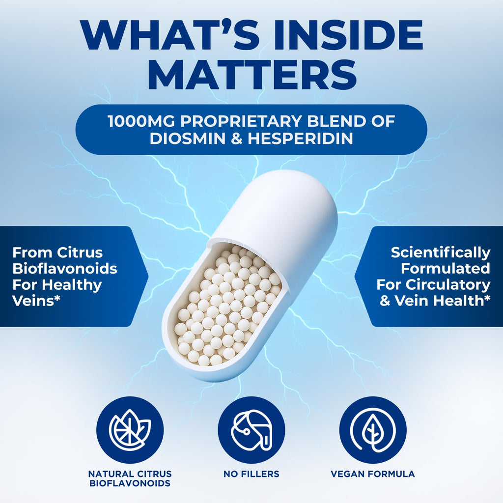 We Like Vitamins Diosmin Hesperidin 1000mg – 180 Capsules – 90 Day Supply - Diosmin and Hesperidin Supplement – Helps to Support Healthy Circulation, Veins, Capillaries, and Lymphatic Drainage - FENGGESTORE20
