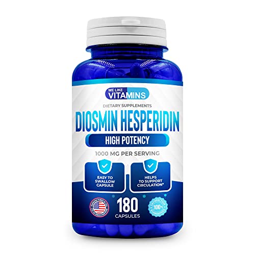 We Like Vitamins Diosmin Hesperidin 1000mg – 180 Capsules – 90 Day Supply - Diosmin and Hesperidin Supplement – Helps to Support Healthy Circulation, Veins, Capillaries, and Lymphatic Drainage - FENGGESTORE20
