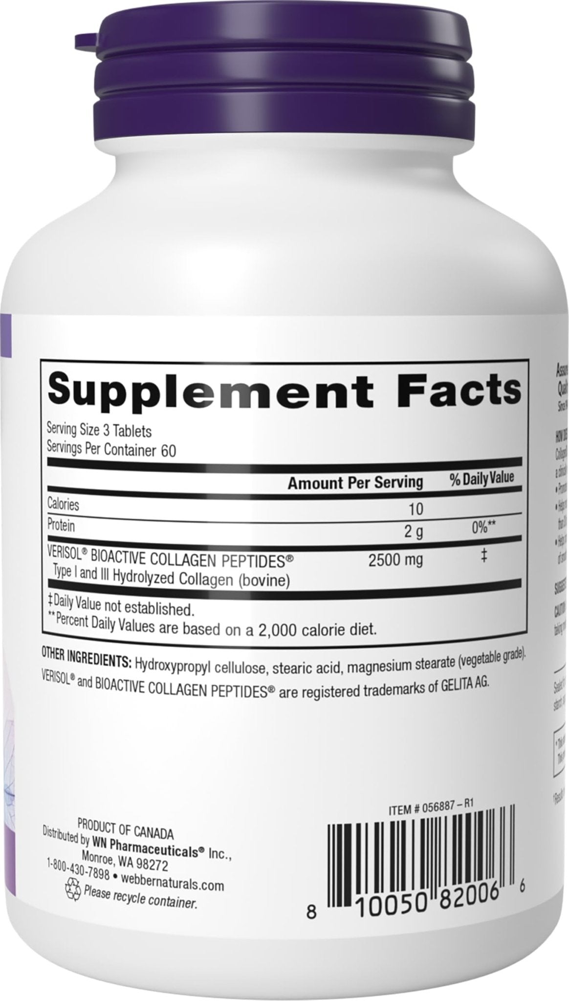 Webber Naturals Collagen 30 Anti-Wrinkle, 2,500mg of Bioactive Collagen Peptides Per Serving (3 Tablets), 180 Tablets, Helps Reduce Deep Wrinkles - FENGGESTORE20