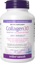 Webber Naturals Collagen30 Anti-Wrinkle, 2,500mg of Bioactive Collagen Peptides Per Serving (3 Tablets), 180 Tablets, Helps Reduce Deep Wrinkles, Fine Lines, Non GMO, Dairy, Gluten Free - FENGGESTORE20