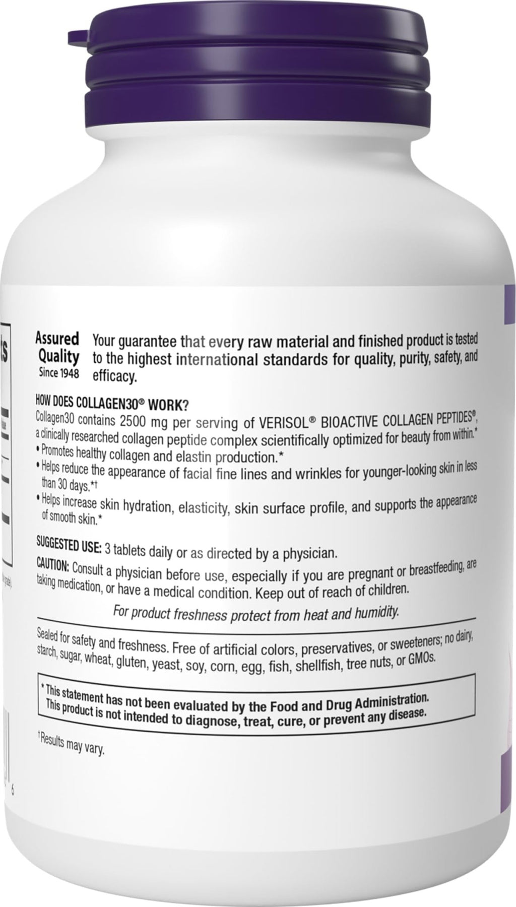 Webber Naturals Collagen30 Anti-Wrinkle, 2,500mg of Bioactive Collagen Peptides Per Serving (3 Tablets), 180 Tablets, Helps Reduce Deep Wrinkles, Fine Lines, Non GMO, Dairy, Gluten Free - FENGGESTORE20