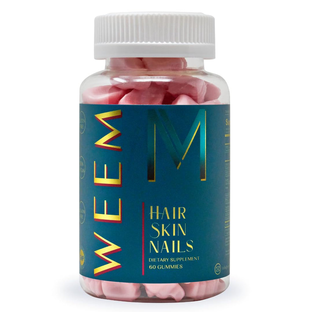 WEEM Hair Skin and Nails Gummies - Supports Healthy Hair - Vegan biotin Vitamins for Women & Men Supports Faster Hair Growth, Stronger Nails, Healthy Skin, Extra Strength (1) - FENGGESTORE20