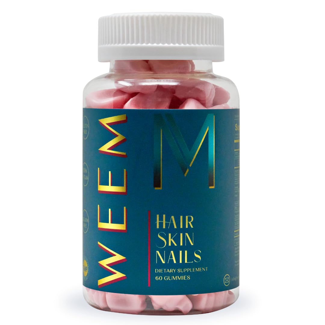 WEEM Hair Skin and Nails Gummies - Supports Healthy Hair - Vegan biotin Vitamins for Women & Men Supports Faster Hair Growth, Stronger Nails, Healthy Skin, Extra Strength (1) - FENGGESTORE20