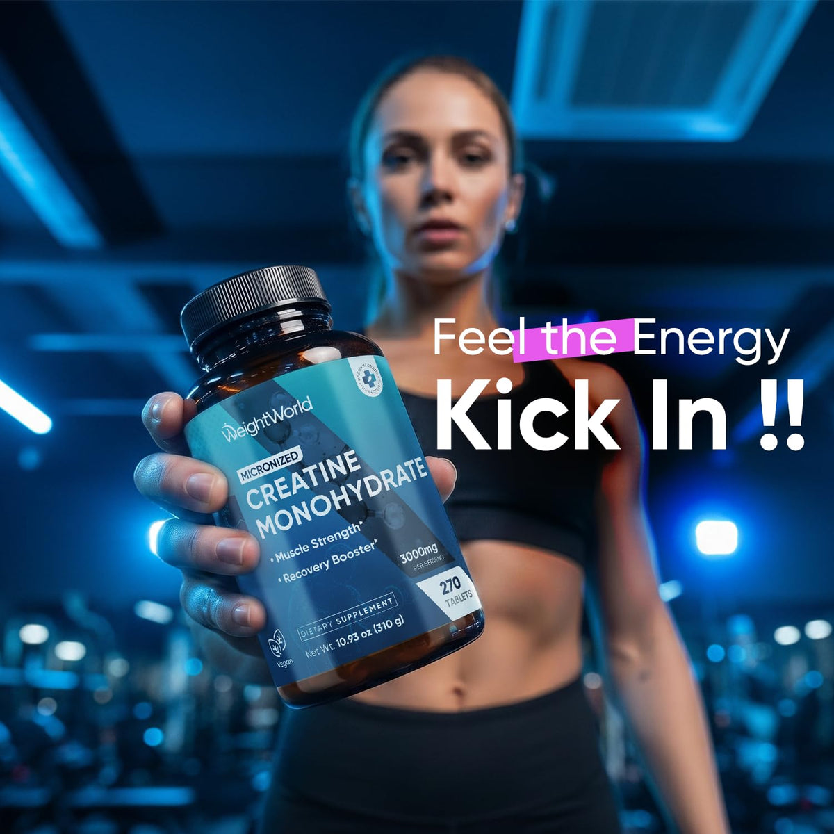 WeightWorld Micronized Creatine Monohydrate 3000mg Tablets - Muscle Growth, Strength, Energy & Recovery | Pre Workout Creatine for Women & Men | 1000mg per Tab - FENGGESTORE20
