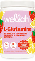 Wellah L-Glutamine Strawberry Lemonade Flavored (50 Servings) - 5g L-Glutamine Per Serving, Sweetened with Stevia - FENGGESTORE20
