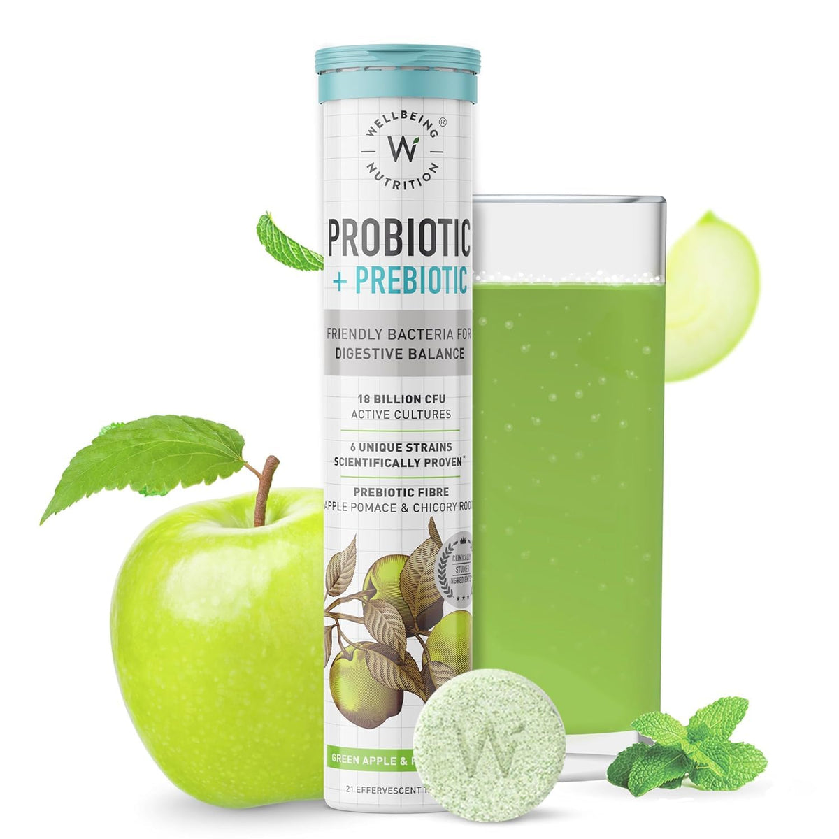 Wellbeing Nutrition Daily Probiotics + Prebiotics | Improve Metabolism, Acidity Relief, Digestion & Gut Health | 18 Billion CFU Organic Probiotics Supplement - FENGGESTORE20