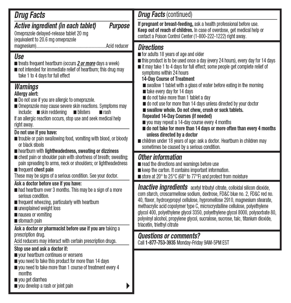 Wellness Basics Omeprazole 20mg Delayed Release | Acid Reducer | 42 Count | Tablet | Treats Frequent Heartburn (Wildberry) - FENGGESTORE20