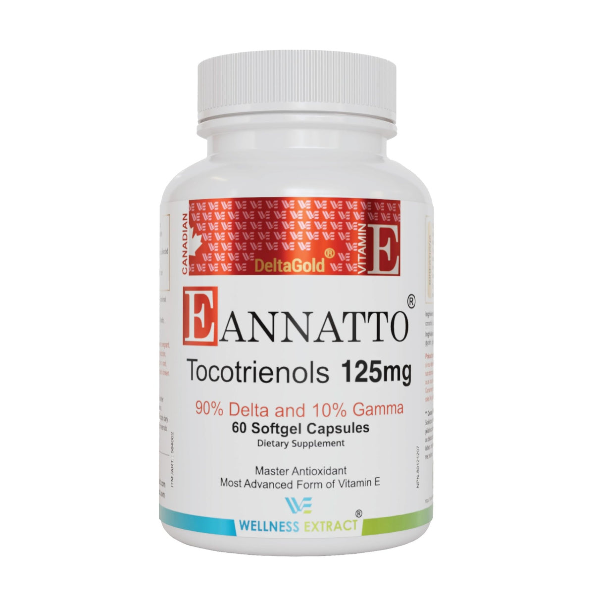 WELLNESS EXTRACT Eannatto Tocotrienols Vitamin E Supplements Tocopherol Free, Non-GMO, Gluten Free & Antioxidant (125MG 60 Softgels) - FENGGESTORE20