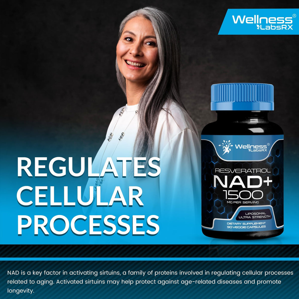 Wellness LABSRX Liposomal NAD Supplement, 1500mg - USA Made, NAD Resveratrol Supplement for Women and Men, NAD+ Support Cellular Health - FENGGESTORE20
