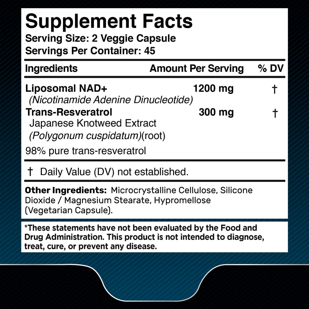 Wellness LABSRX Liposomal NAD Supplement, 1500mg - USA Made, NAD Resveratrol Supplement for Women and Men, NAD+ Support Cellular Health - FENGGESTORE20