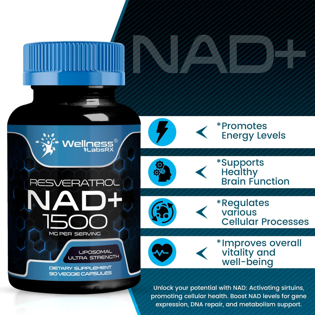 Wellness LABSRX Liposomal NAD Supplement, 1500mg - USA Made, NAD Resveratrol Supplement for Women and Men, NAD+ Support Cellular Health - FENGGESTORE20